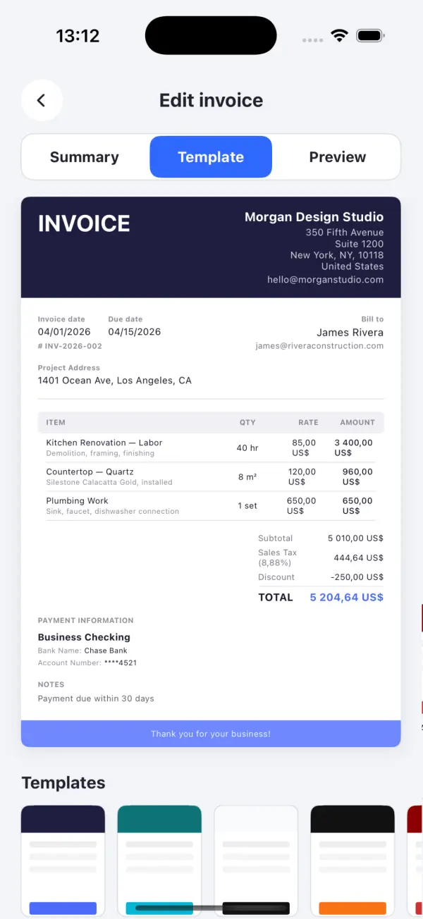 PDF template customization